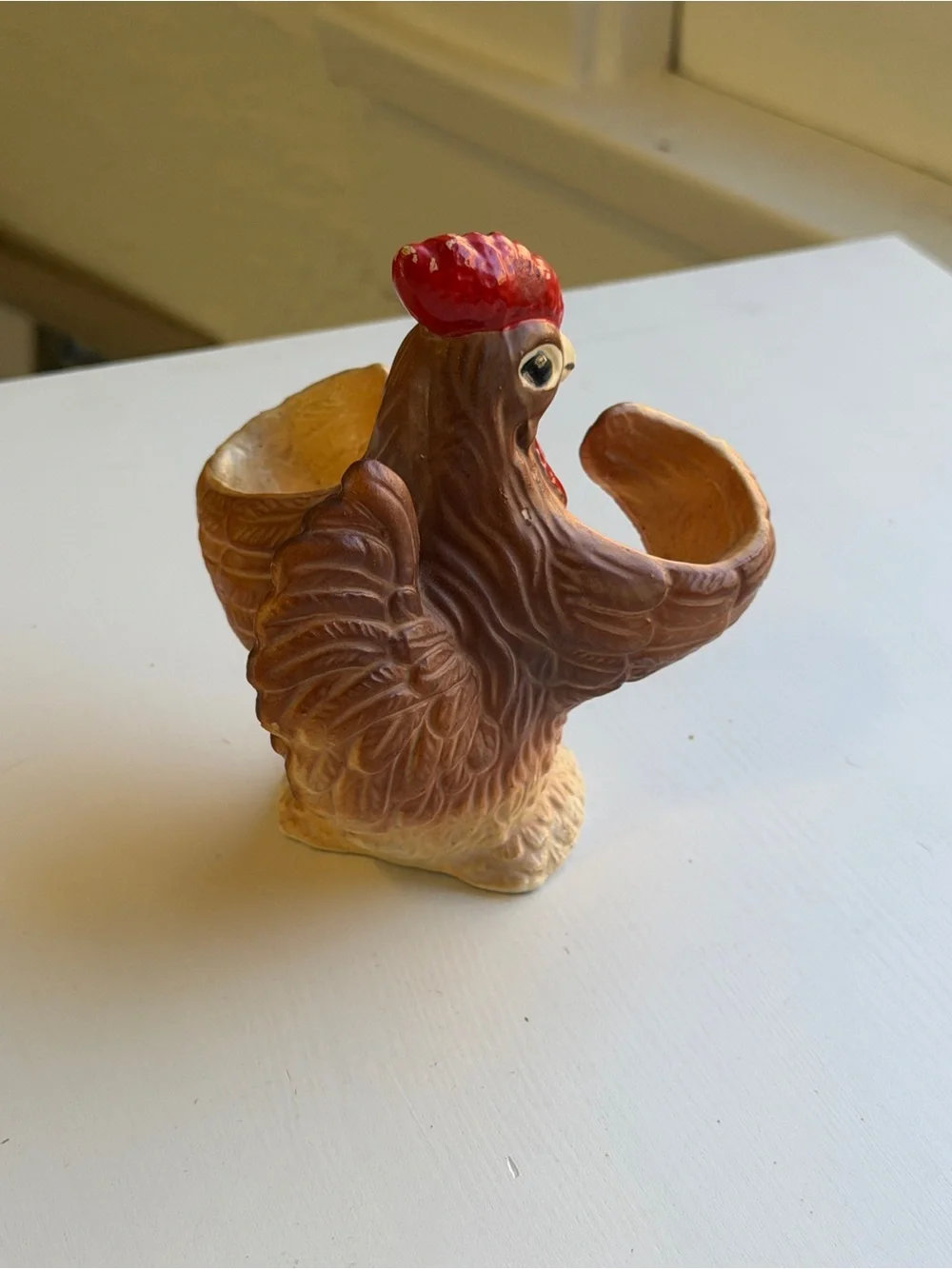 Vintage 1950s Japan Ceramic Rooster Chicken Salt & Pepper Shaker Holder Figurine